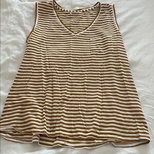 Garnet Hill Mustard and White Striped Top